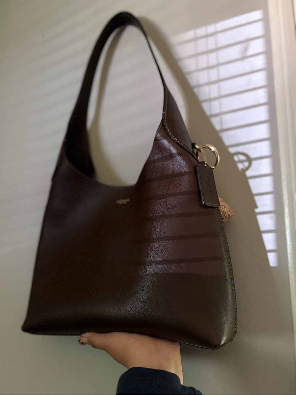 Coach Dark Brown Leather Hobo Bag with Gold Hardware - Picture 3 of 5